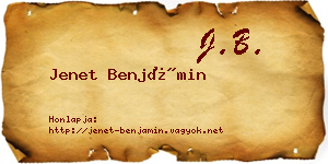 Jenet Benjámin névjegykártya